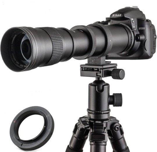 JINTU 420-800mm f/ 8.3 Manual Telephoto Zoom Lens + T-Mount for Canon EOS Rebel Retails $106
