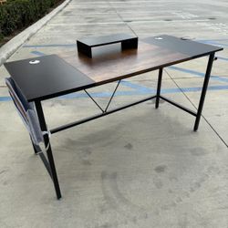 New In Box 56 Inch Office Computer Writing Desk With Monitor Stand Shelf Furniture 