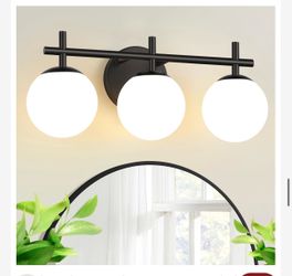 3-Light Bathroom Light Fixtures, Matte Black