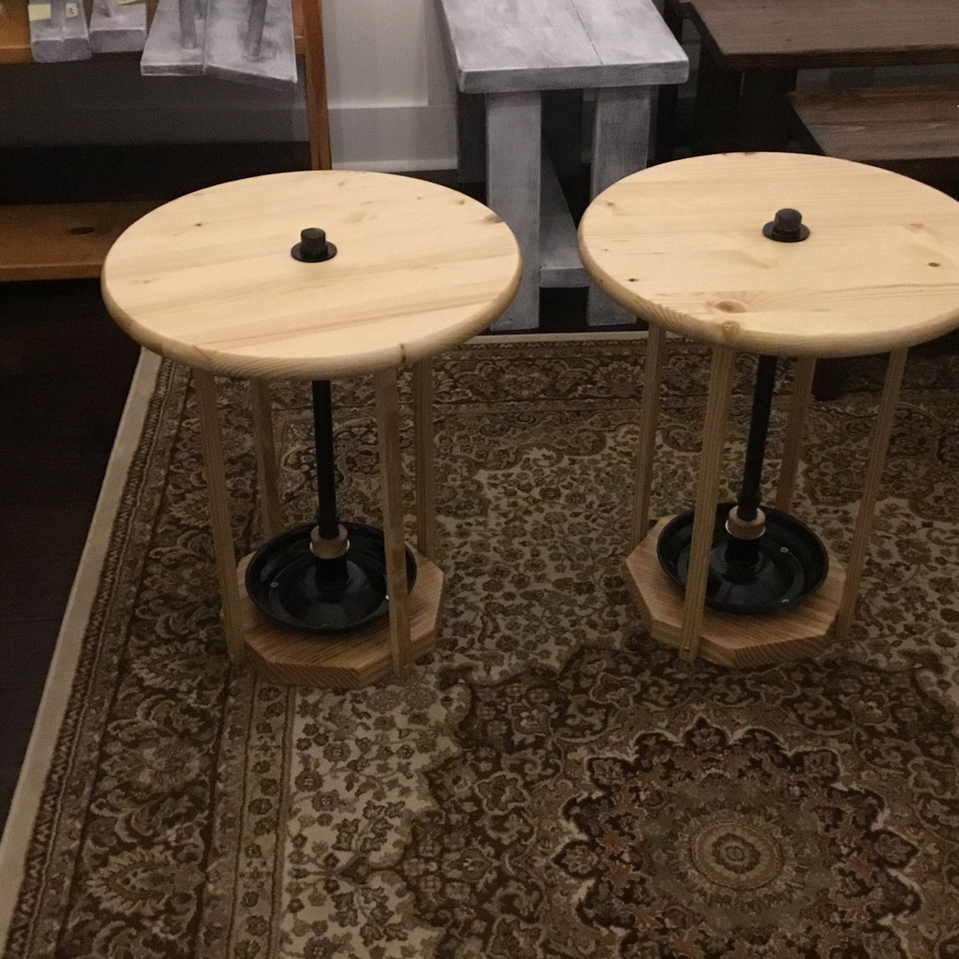 Art End Tables  21” High ,  Top 18” Round , Bottom  Octagon 