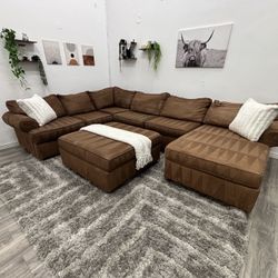 Brown Sectional Couch - Free Delivery 