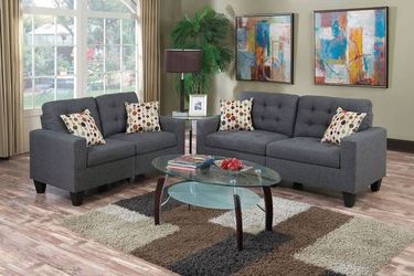 Brand new gray/brown/black 72" x sofa + loveseat 2PCs set