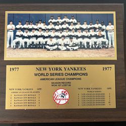 Official licensed major league baseball 1977 New York Yankees, World Series champions plaque