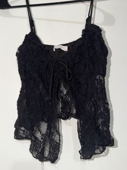 Black lace top with tie detail #lace #goth