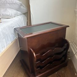 Mahogany End Table With Gold And Green Details