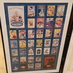 Two Large Professionally Framed Disney Prints - Movie Posters And Disney Princesses 
