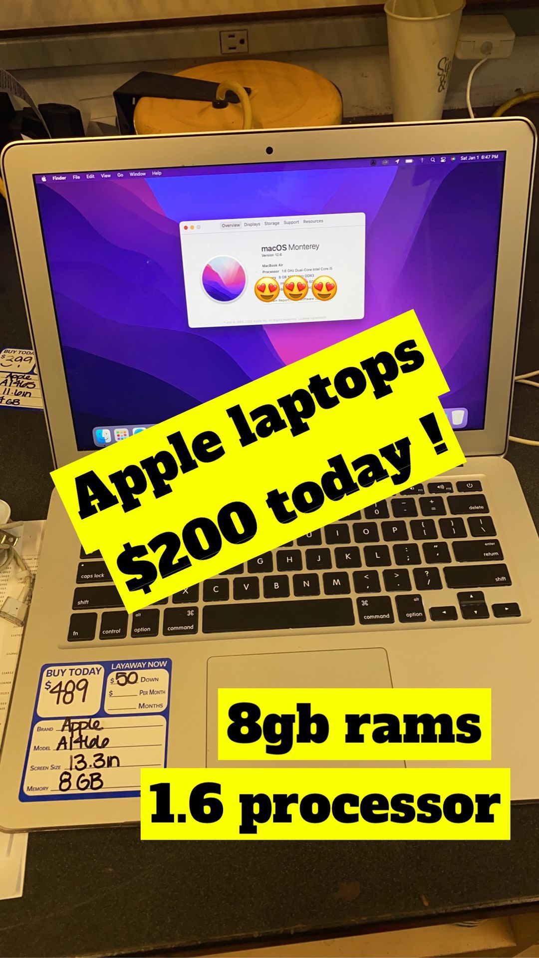 Apple Laptop $ 200 Was $489 Layaway Only $20 Down Today!!