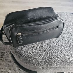 Black Leather toiletry Bag