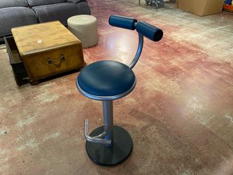 ZOEFTIG Industrial Bar Stool with Blue Upholstery