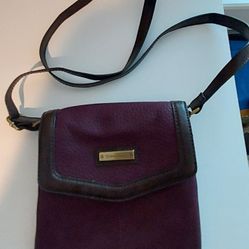 Tignanello Burgundy Cordovan and Brown Pebbled Leather Crossbody Purse Bag