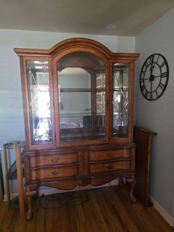 China Cabinet - Natural Wood/Glass