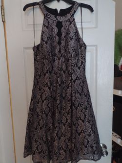 Silver Black Floral Dress