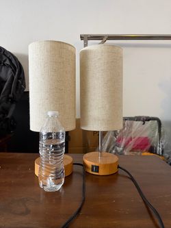 Set of 2 Table Lamps with USB Port
