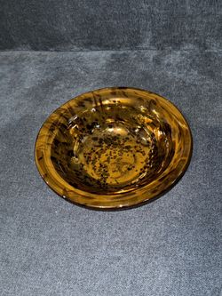 Vintage 1960s Empoli Italian Hand Blown Tortoiseshell Glass Centerpiece Bowl