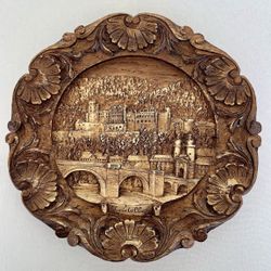 Vintage Heidelberg Castle of Germany 3D Resin Wood Carved Wall Hang