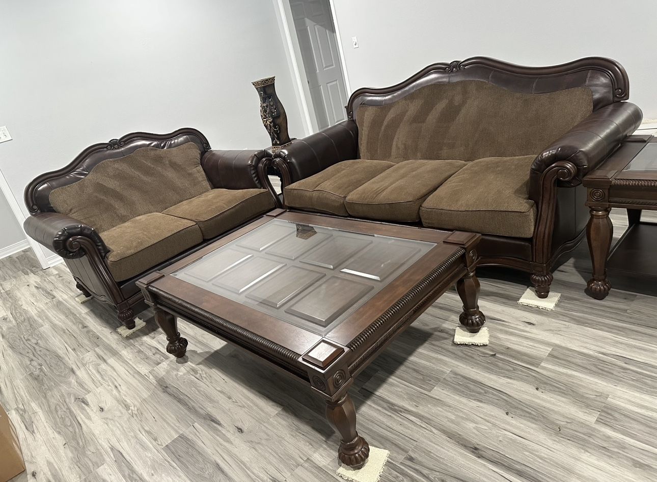 2 Solid Oak Couches