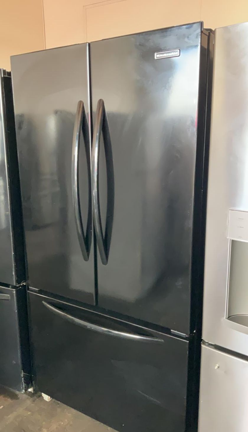 Kitchen Aid 3-Door Black Refrigerator Fridge