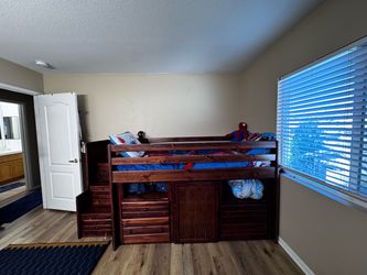 Loft Wooden Bed with Stairs and Storage