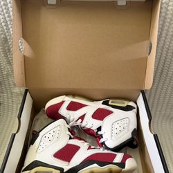 Jordan Air Jordan 6 Retro BG White Carmine Black Unisex Kids Sneaker 6Y