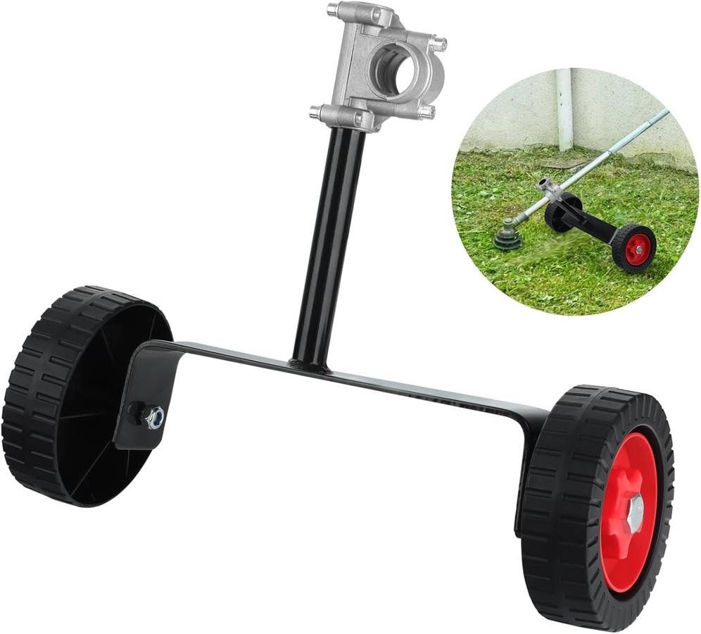new Weed Wacker Wheel, Adjustable Support Wheels Auxiliary for Mower, Auxiliary Support Straight Wheels Mower Attachment for Weed Trimmer Gas String E