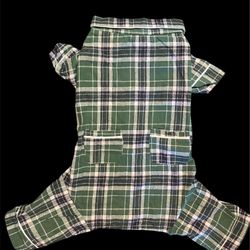 NWT Fab Dog Green Plaid Flannel Dog Pajamas 