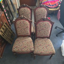 MID CENTURY OAK CARVED DINING CHAIR SET FURNITURE WW-2 Era