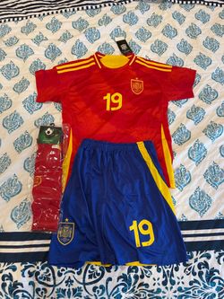 3 piece kids Lamine Yamal Spain soccer kits