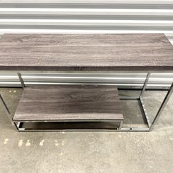 Modern Gray Console Sofa Table w/ Chrome Frame & Lower Shelf 47.25in Wide