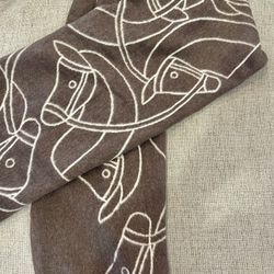 Large Retangle Winter Brown/White Warm Cashmere Scarf 