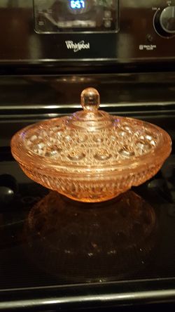 Vintage Pink Depression Glass Covered Dish