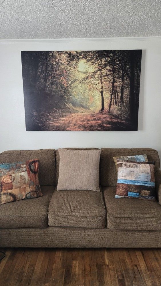 Couch Pillows And Wall Frame