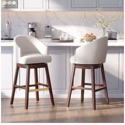 30 Inch Counter Height Bar Stools Set of 2 Kitchen Island Chairs with Back Tall Barstools Faux Leather Comfortable Swivel Chair for Kitchen Counter Di