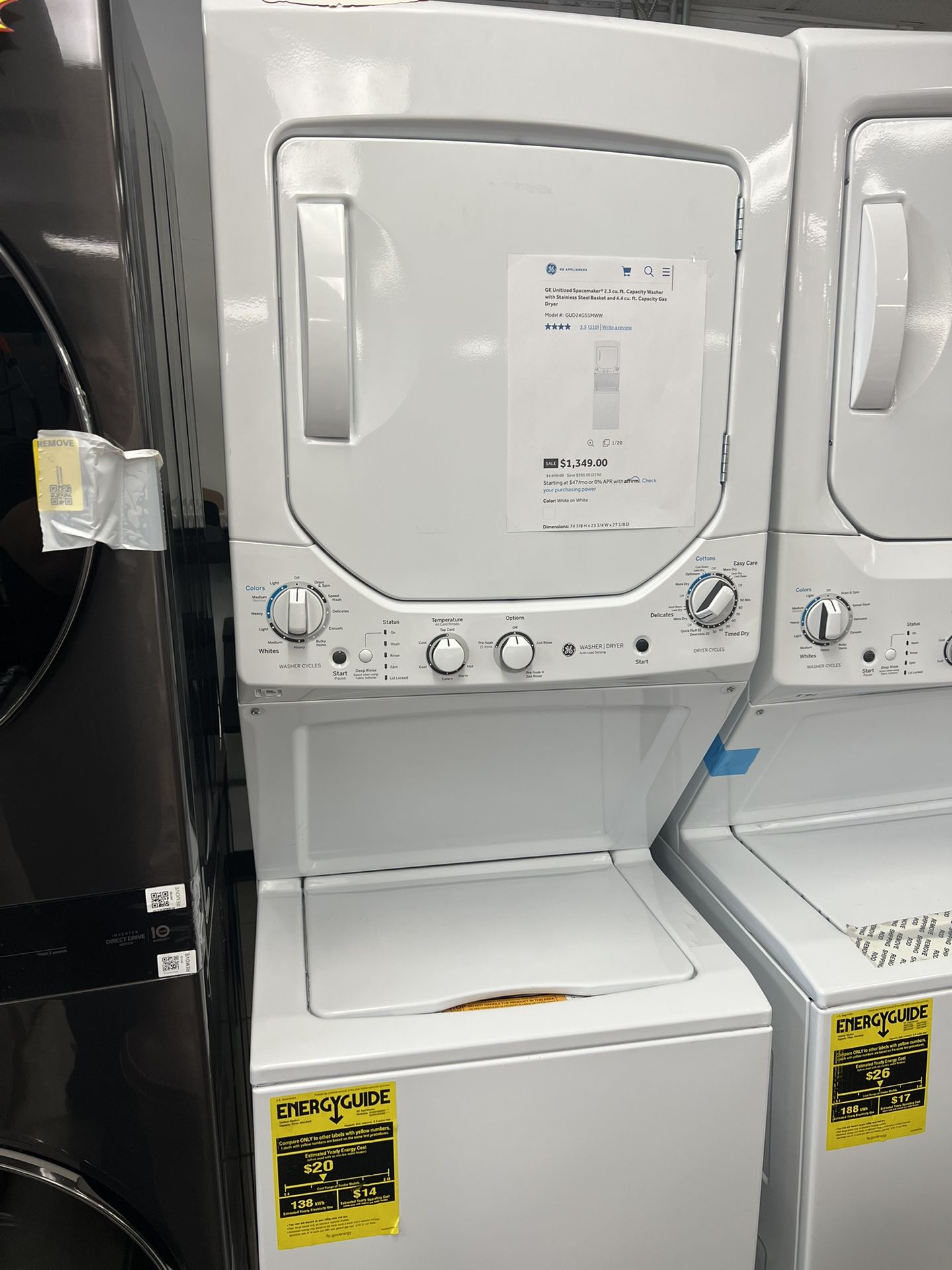 GE stacked washer dryer