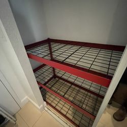 Heavy-Duty Red Metal Shelving