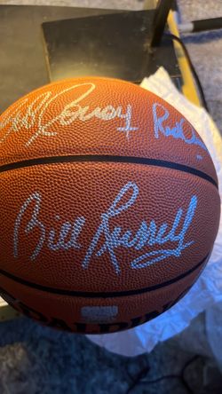 Boston Celtics Legends Multi-Signed Spalding Basketball – $450 OBO  Spalding basketball featuring silver-marker signatures that appear to include Celt
