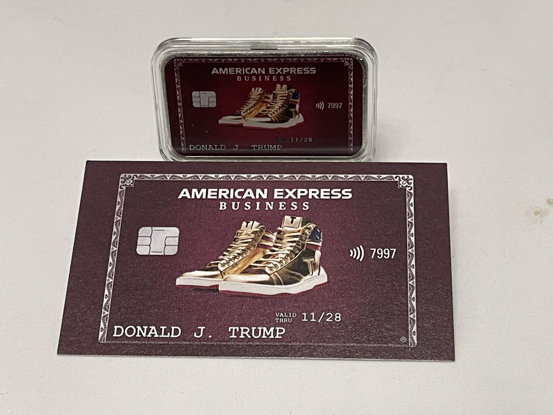 2024 Donald Trump MAGA Gold Sneakers American Express- 1oz .999 Silver Bar w/COA