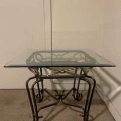 Metal Side Table With Glass Top