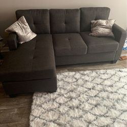 Phelps Brownish Gray Reversible Sofa Chaise / Sectional /couch /Living room set