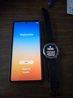 Samsung Galaxy S25 Ultra with Case and Galaxy Watch4 Classic
