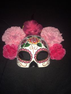 Pink Dia De Los Muertos Face Mask