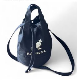 Kangol black bucket bag with drawstring closure and adjustable straps bag