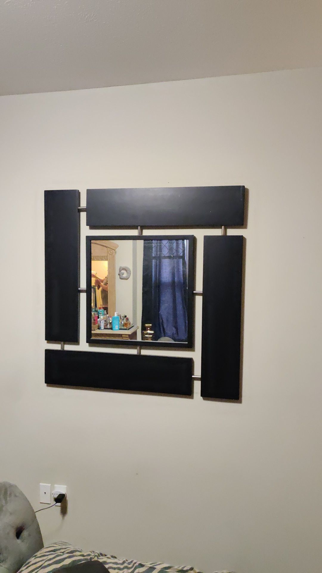 Black wood mirror