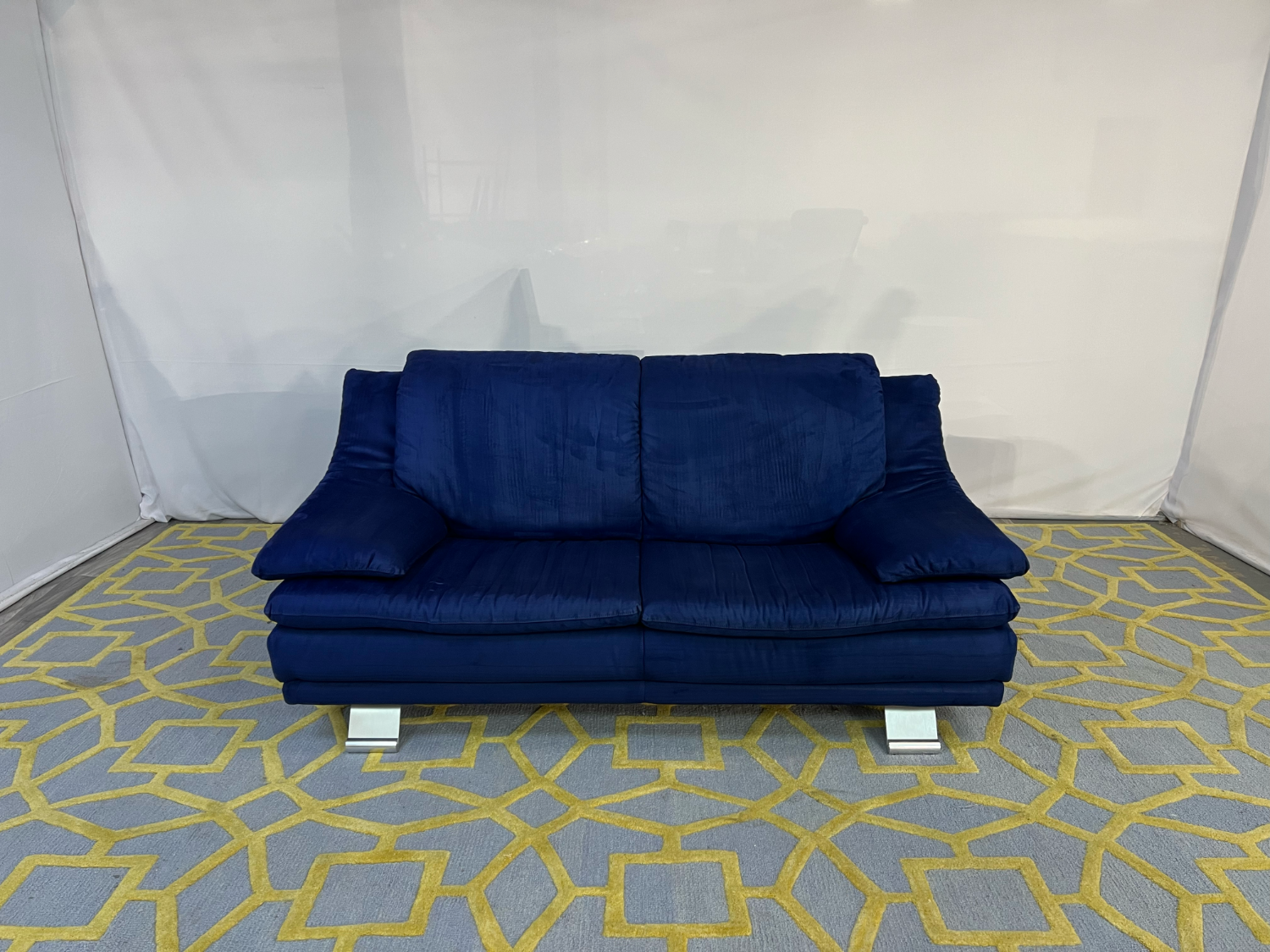 ( Delivery Available ) Modern Natuzzi Dark Blue Sofa