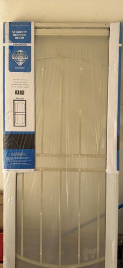 Unique Home Designs 32 in. x 80 in. Arcada Rust Shield Navajo White Surface Mount Outswing Steel Security Door with Expanded Metal Screen