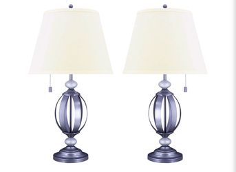 Set of 2 Traditional Farmhouse Contemporary LED Table Lamps, Brilliantly Elegant Designed LED Bulbs Included, Suitable for Indoor Décor Setting Heavy 