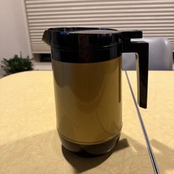 Vintage Mid Century Insulated Gold And Black Pitcher. Mint Vintage Condition!
