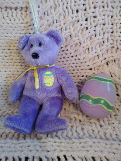 TY Beanie Easter Bear With Wooden Egg