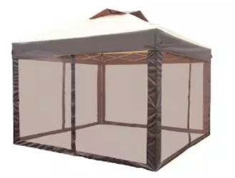 Hampton Bay Stockton 11’ x 11’ Brown Pop Up Canopy w/Netting