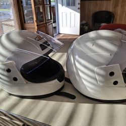 Two NICE  Black And WHITE  Helmets  Good Condition  THE inside Of  THEM  Are  LIKE NEW  
