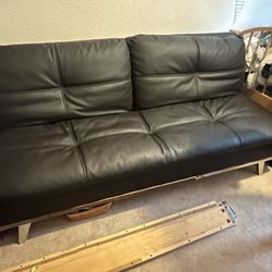 COSTCO futon, black, leather couch